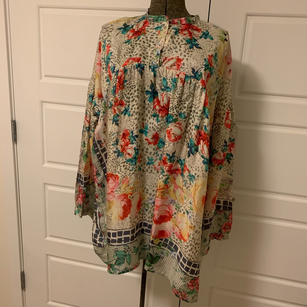Johnny Was floral silk tunic